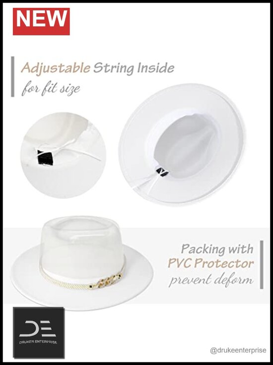 Vintage Style Fedora Hat with Belt Buckle - Lightweight Breathable Adjustable main image 5